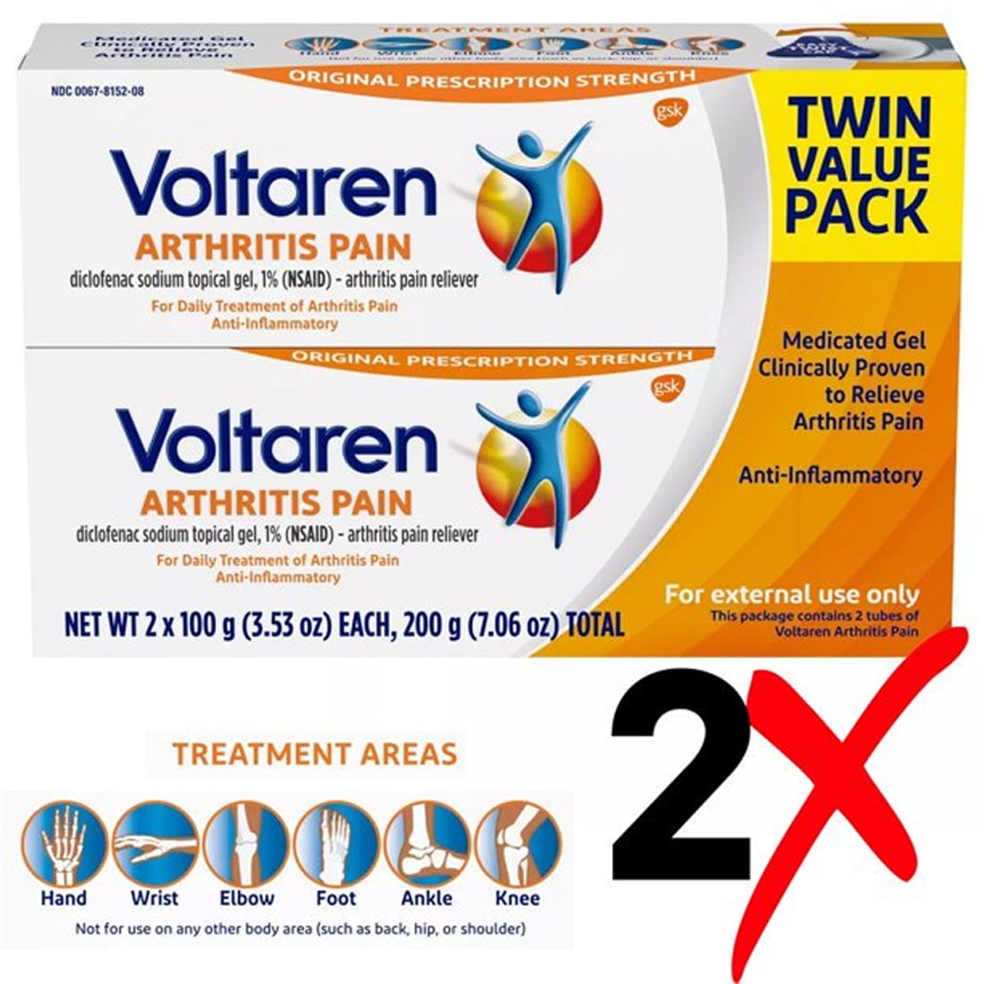 Voltaren Arthritis Pain Topical Gel 1% 3.5oz (100g) Over the Counter Arthritis Pain Relief Cream (2-Pack)