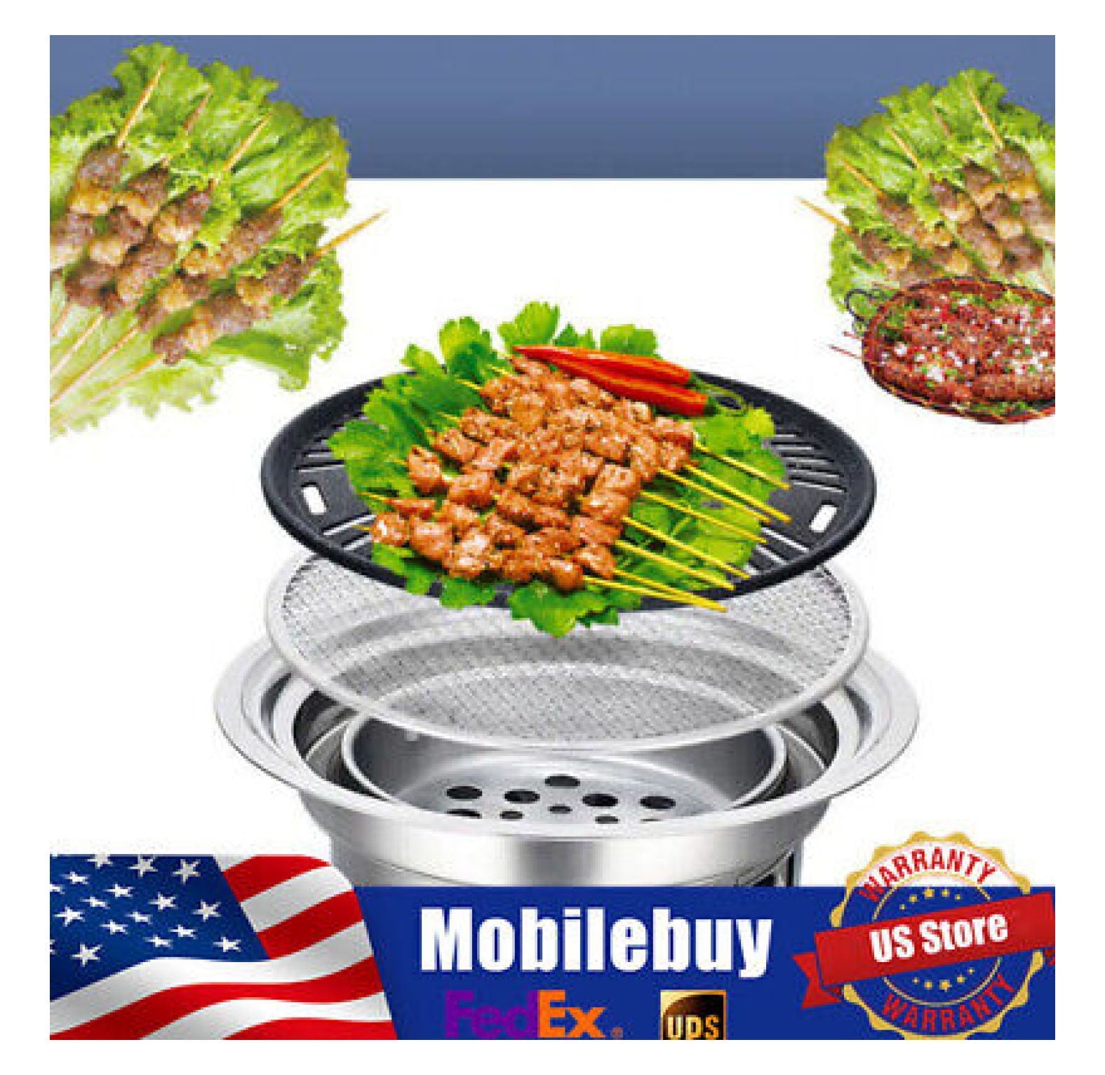 WANCQ Portable Household Charcoal Barbecue Grill Round Carbon Grill Korean BBQ Grill