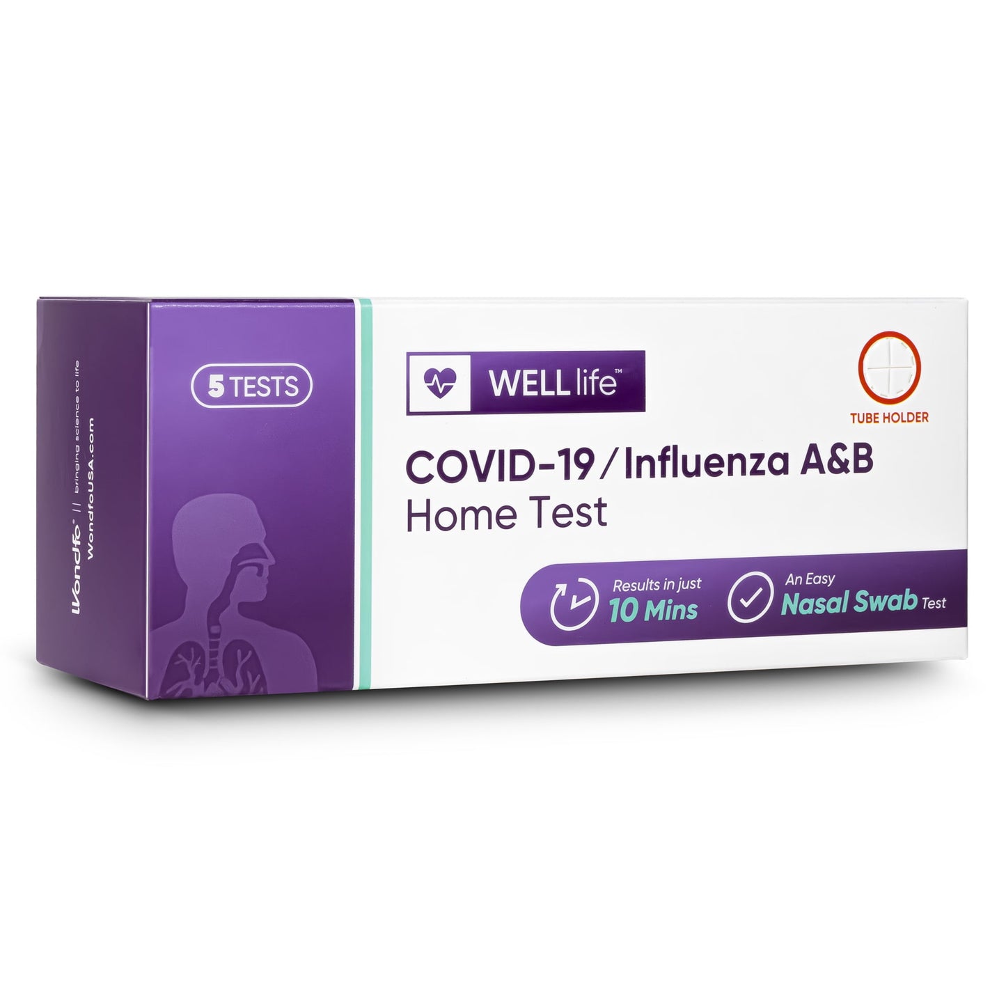 WELLlife COVID-19/Influenza A&B Home Test, Self Test for Flu A/B and COVID-19, Results in 10 Minutes with Non-invasive Nasal Swab, FDA EUA Authorized -[5 Tests]