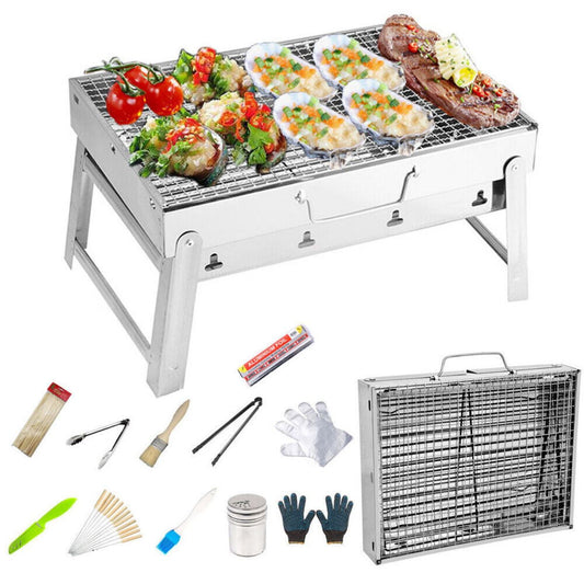 WSYW Stainless Steel Barbecue Grill Portable Folding BBQ Grill Stove Home/Outdoor S