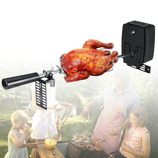 WUZSTAR Stainless Steel Rotisserie Kit Grilling Accessories with Motor Spit Rod