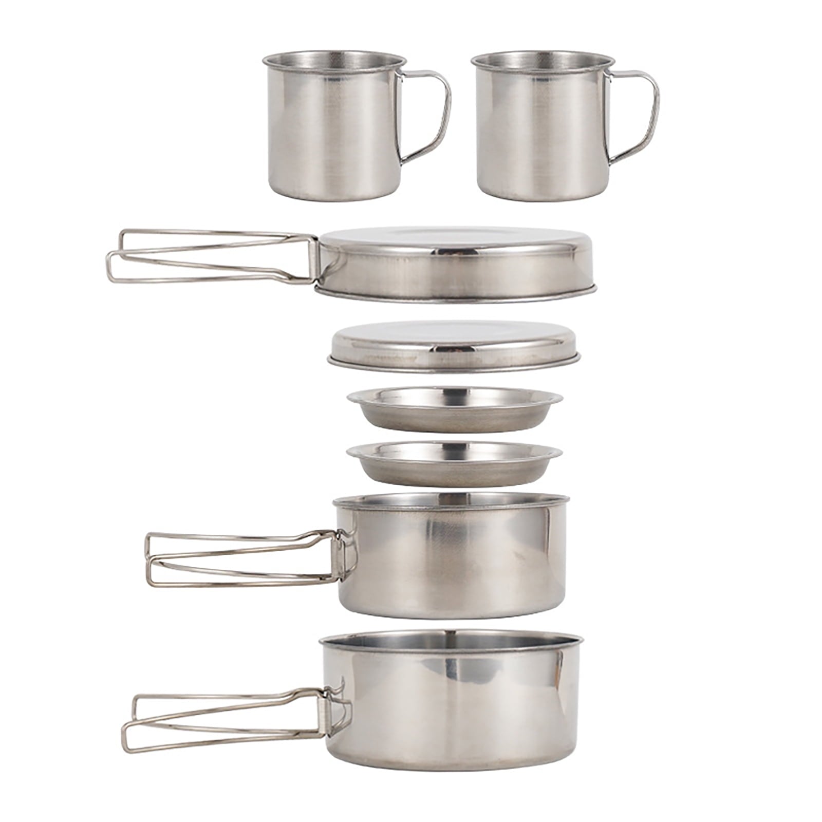 Walmeck Kitchenware set,Pot Pan Set Pan Set Plates 8PCS Stainless Steel Set Plates Cups Steel Pot Pan Cookware Mess Kit Stainless Steel Pot ERYUE Cookware Set Cookware mewmewcat HUIOP