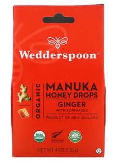 Wedderspoon, Organic Manuka Honey Drops, Ginger with Echinacea, 4 oz (120 g) (pack of 4)