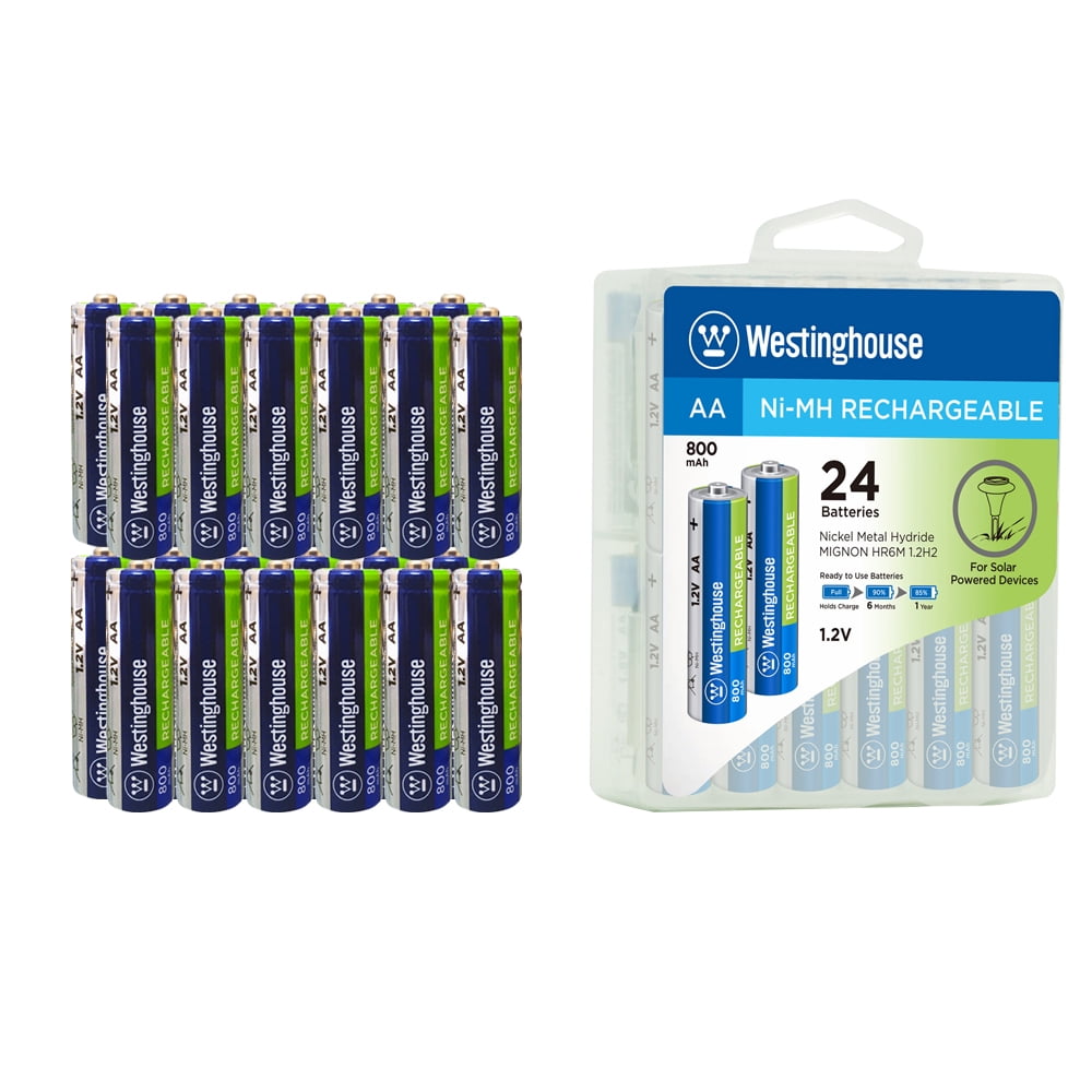 Westinghouse Always Ready Charge AA 1.2 volt 800mah Ni-Mh Solar Rechargeable Battery - LED Garden Light - Pack of 24