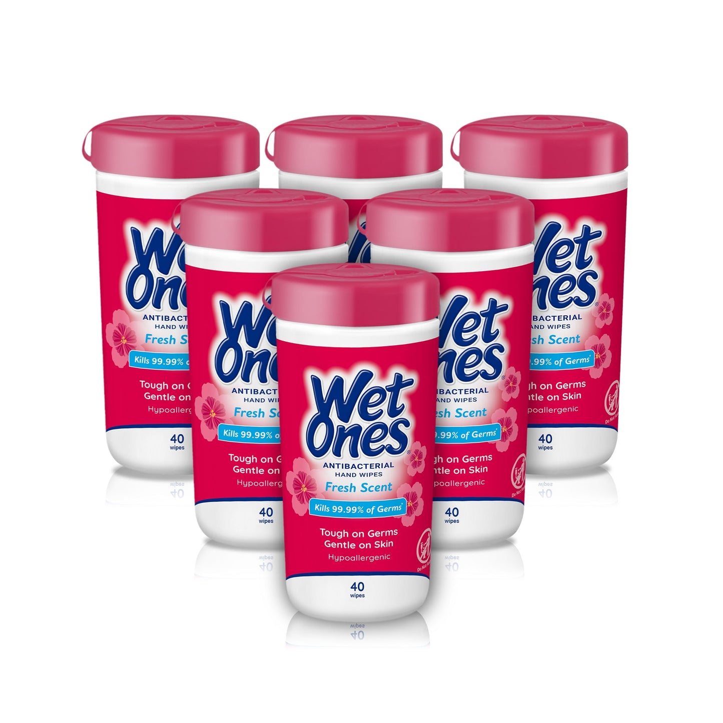 Wet Ones Antibacterial Hand Wipes, Fresh Scent, 40 Ct Canister 6 Pack, 240 Total Wipes