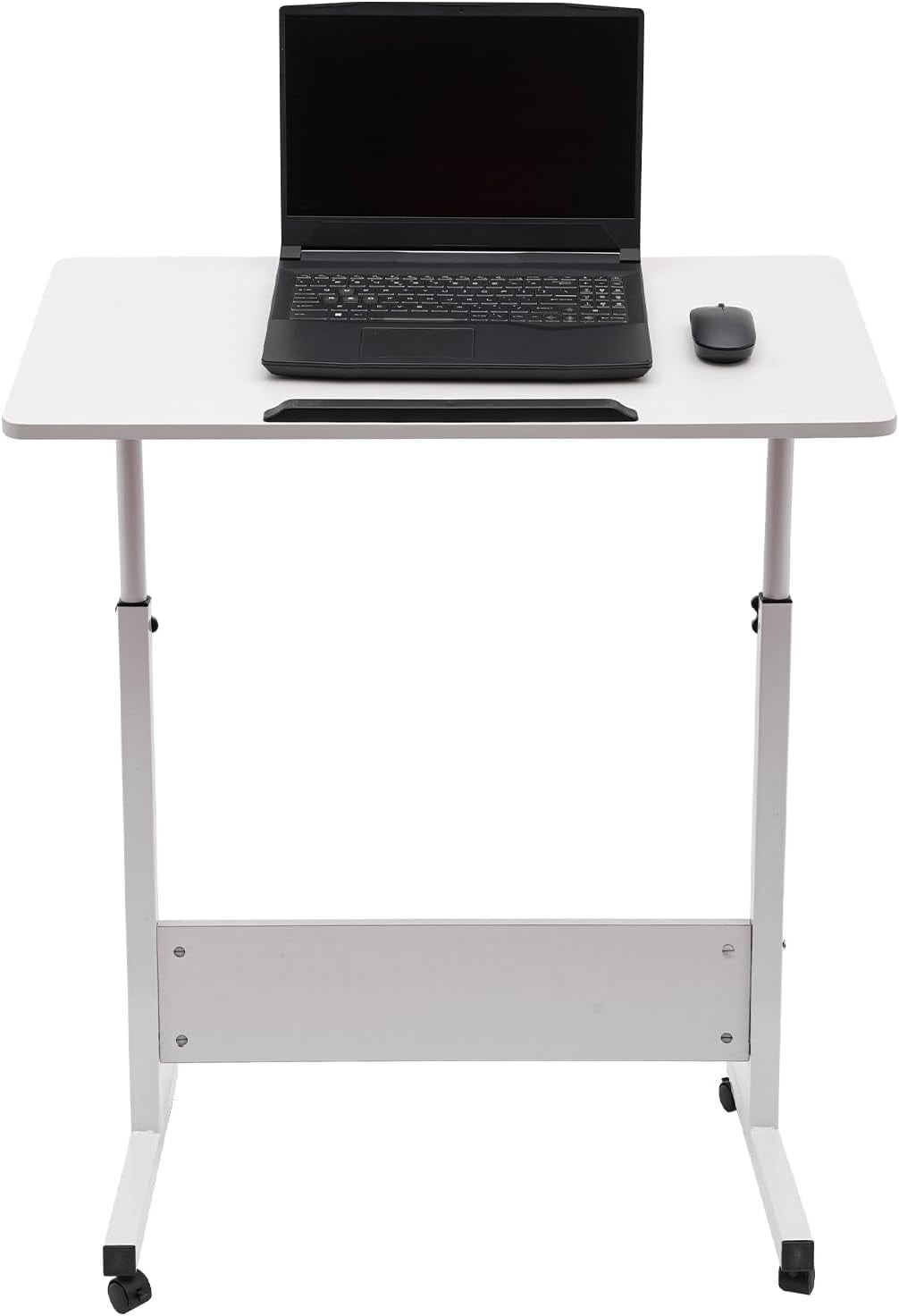 White 16×31” Adjustable Height Standing Desk, Portable Laptop Desk Rolling Computer Stand with 4 Wheels Ideal for Small Spaces and Home Office