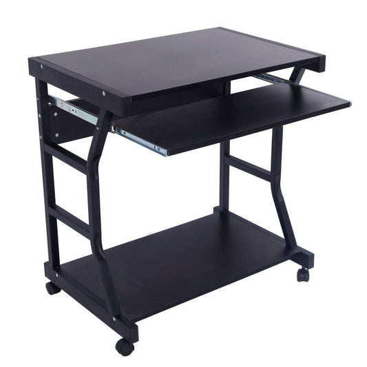 Winado Mobile Compact Computer Desk for Small Spaces, Work Workstation, Writing Desk Table with Keyboard,Black