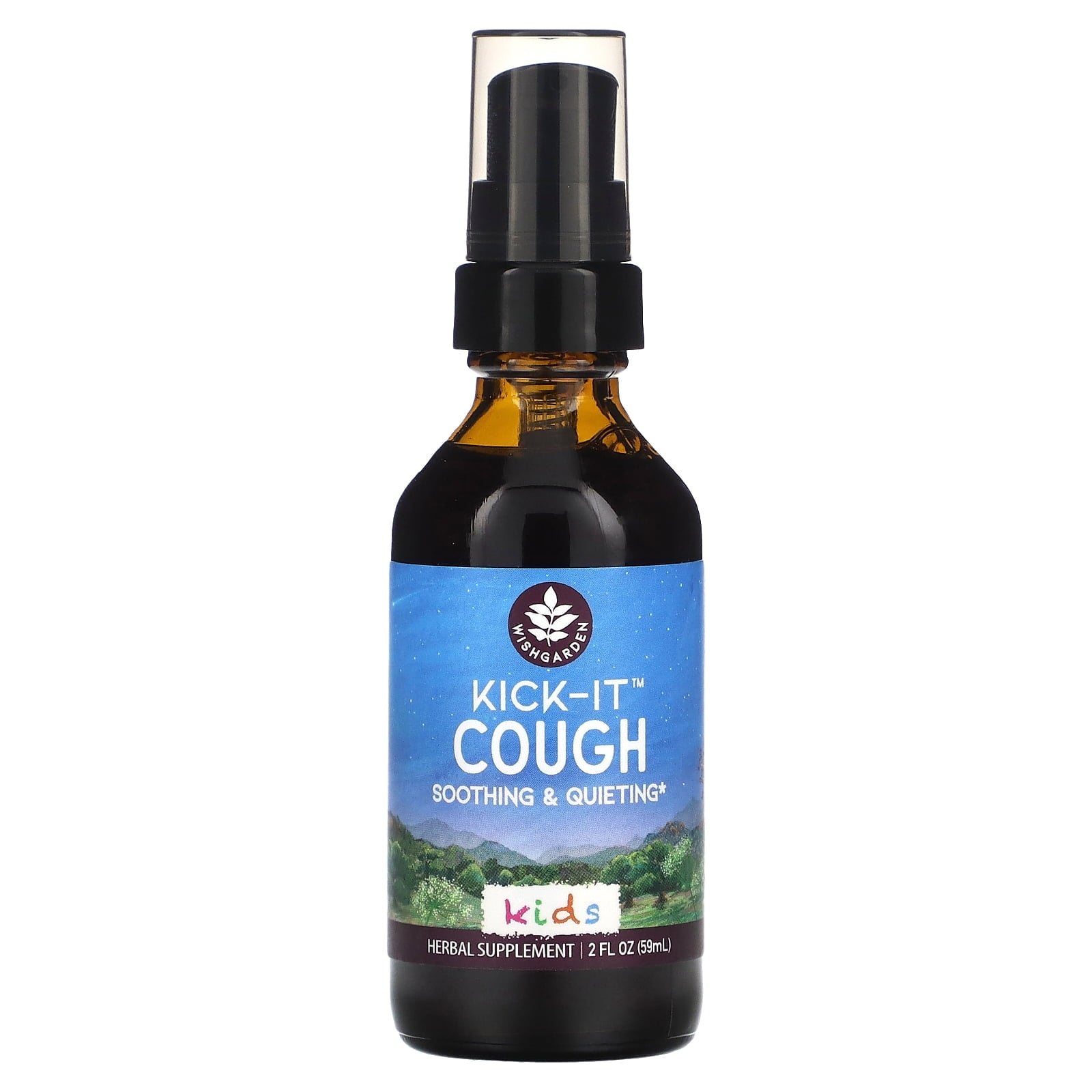 WishGarden Herbs Kids, Kick-It Cough Soothing & Quieting, 2 fl oz (59 ml)