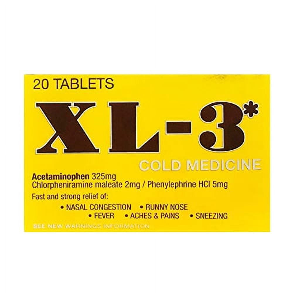 XL-3 Cold Medicine Tablets, 20 Ea, 6 Pack