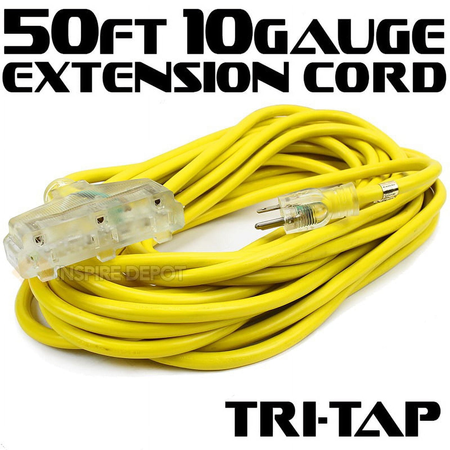 XtremepowerUS 50"ft 10 Gauge Electric Extension Cord Tri-Tap 3 Prong Power Cable In/Outdoor