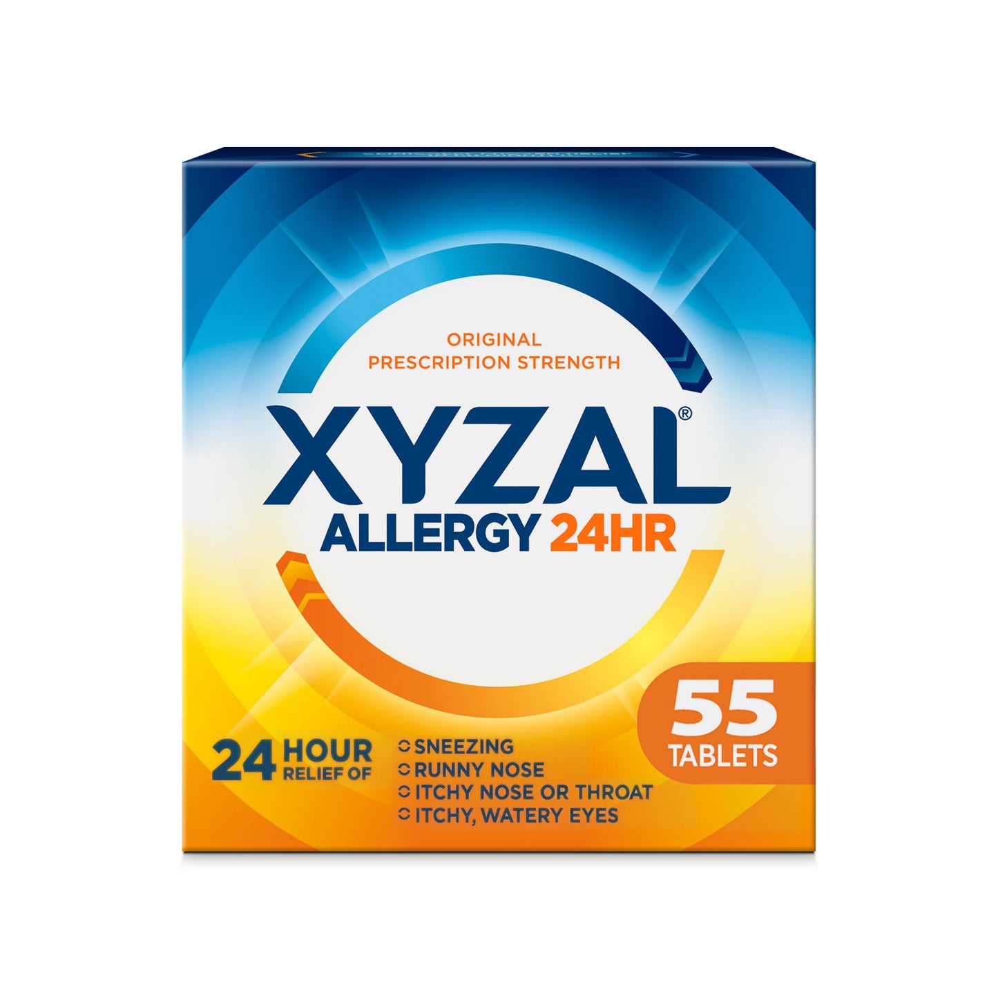 Xyzal 24 Hour Antihistamine Medicine Tablets for Adult Allergy Relief, Levocetirizine, 5 mg, 55 Pills