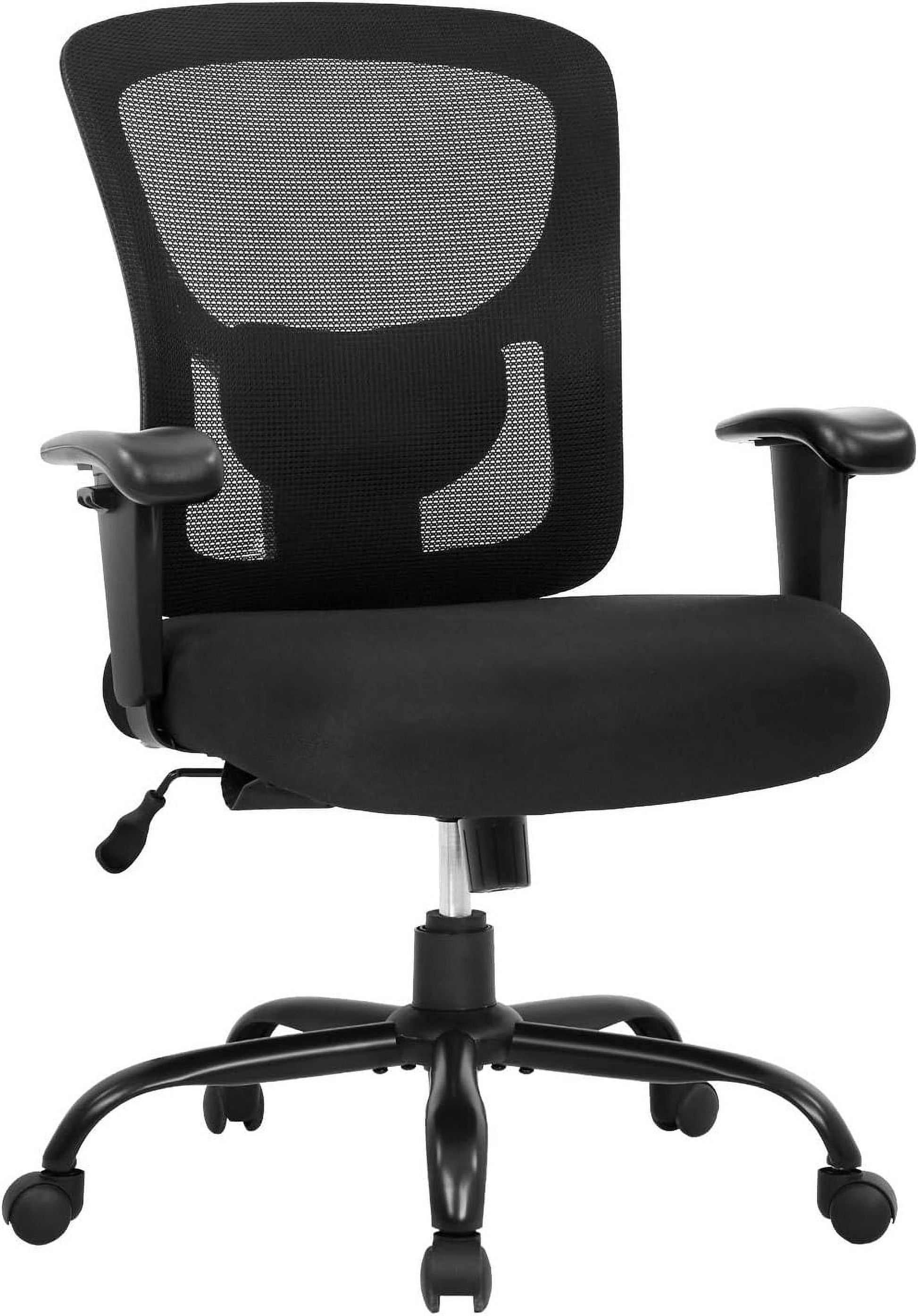 YRLLENSDAN Big and Tall Office Chair 400lbs Mesh Office Chair Desk Chair Home Office Desk Chairs with Lumbar Support Wide Seat Adjust Arms Rolling Chair for Home Office, Black