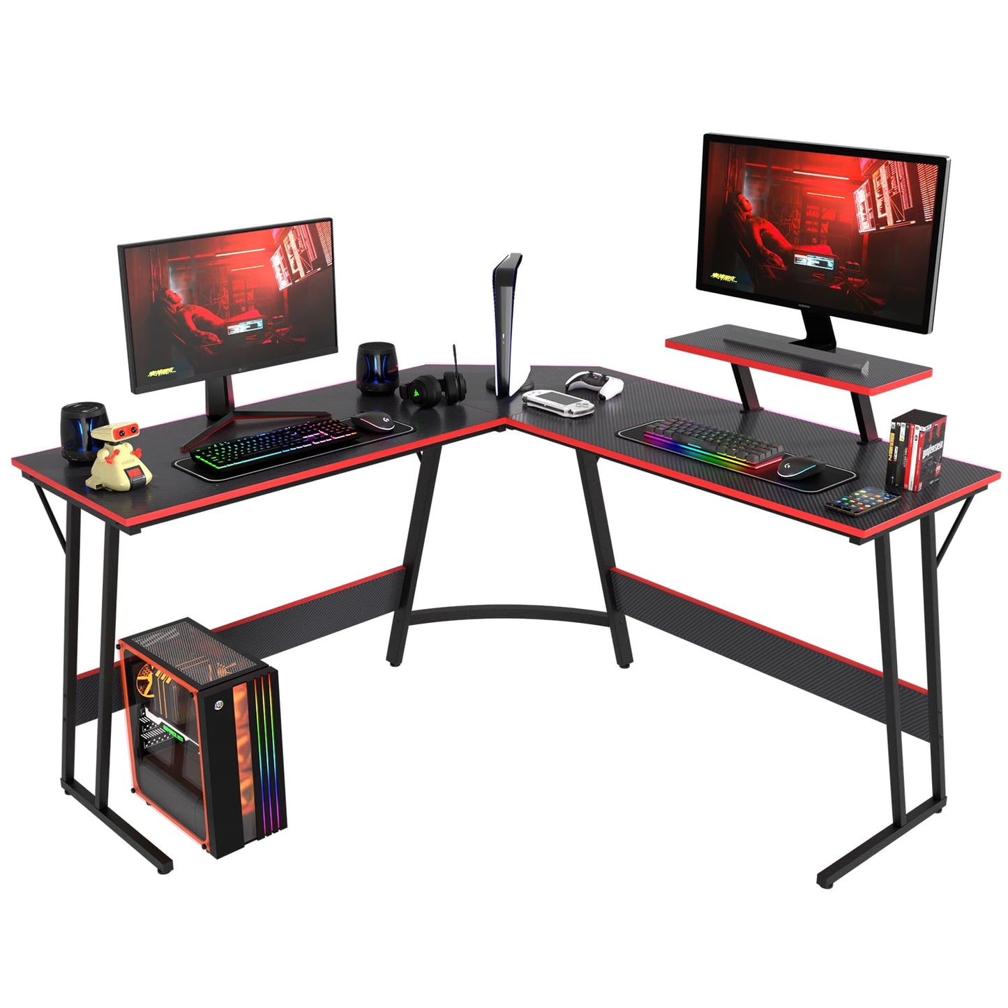 YRLLENSDAN L Shaped Computer Desk, Corner Desk Gaming Table Computer Desk L Shaped Desks Gaming Desks with Large Desktop for Home Office, Black