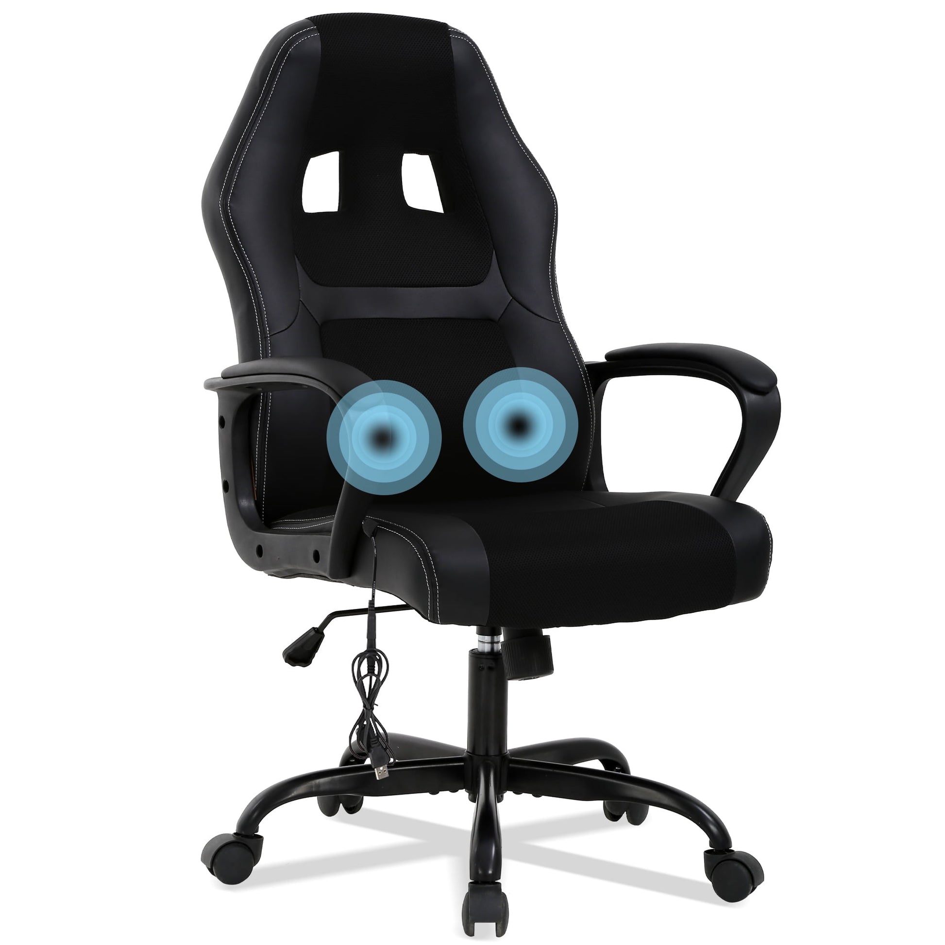 YRLLENSDAN Massage Gaming Chair Office Gaming Chair Ergonomic Office Chair w/ Lumbar Support Armrest Adjustable Height Computer Gaming Chair Gaming Desk Chair Computer Chairs for Adults,Black