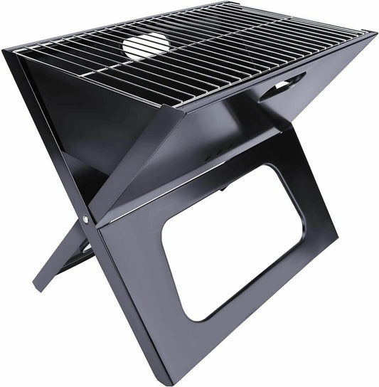 YSSOA 20” Portable Grill Charcoal Barbecue Grill, Folding Grill Notebook Shape, Detachable Collapsible, Mini Tabletop Camping Grill BBQ, Black