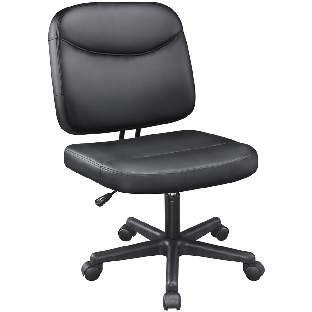 Yaheetech Adjustable Armless Office Chair with Ergonomic Backrest, Black