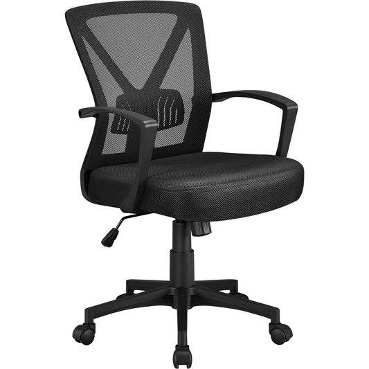 Yaheetech Adjustable Mesh Office Chair with Wheels, Black