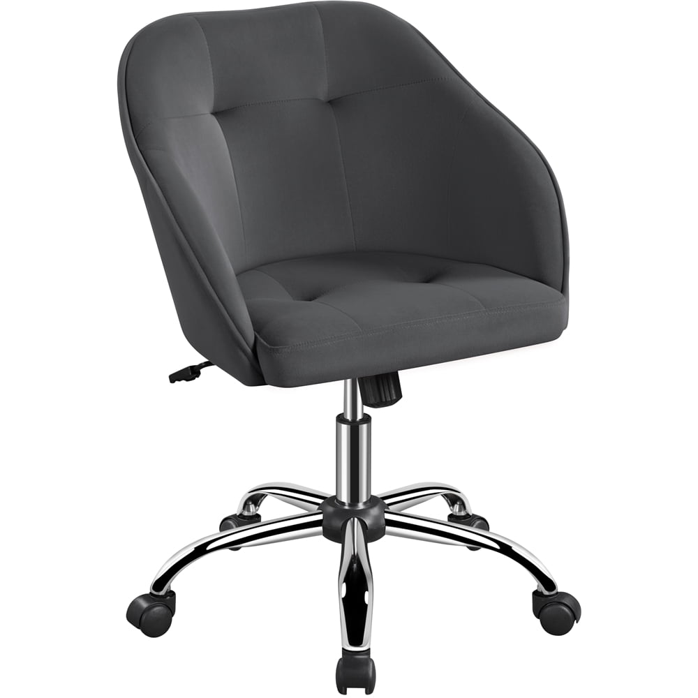 Yaheetech Adjustable Velvet Desk Chair for Home Office,Gray