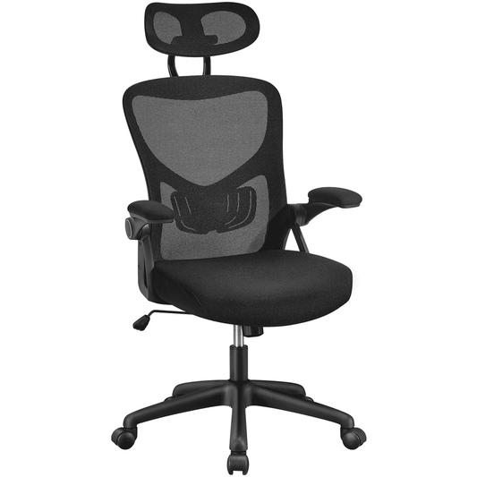 Yaheetech Mesh Office Chair with Folding Padded Armrests,Black