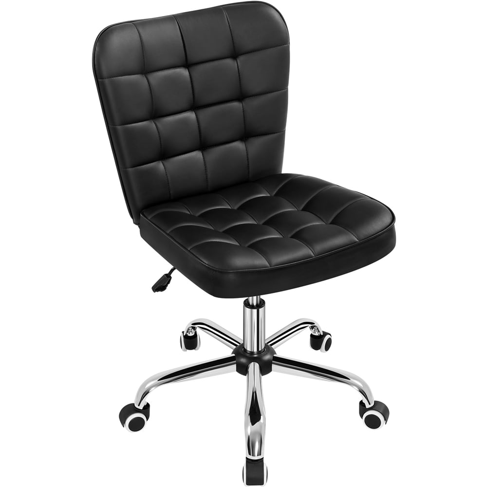 Yaheetech Modern Faux leather Tufted Armless Office Chair,Black