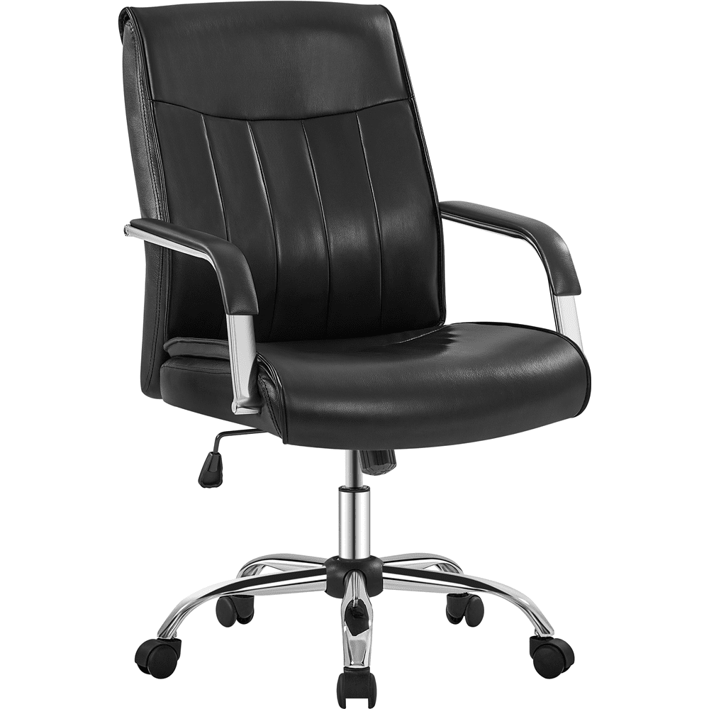 Yaheetech Contemporary PU Leather Executive Chair with High Back, Padded Armrests, White