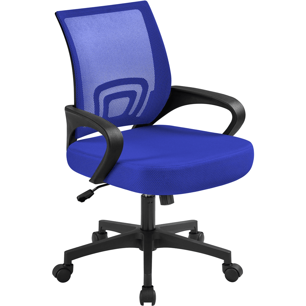 Yaheetech Mid-Back Height Adjustable Mesh Office Chair with 360° Rolling Casters, Blue