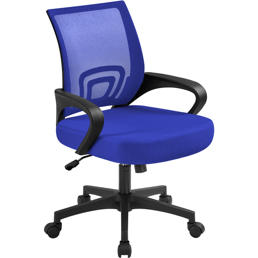 Yaheetech Mid-Back Height Adjustable Mesh Office Chair with 360° Rolling Casters, Blue