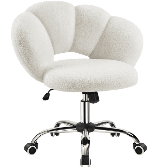 Yaheetech Upholstered Desk Chair with Cloud-shaped Backrest,White