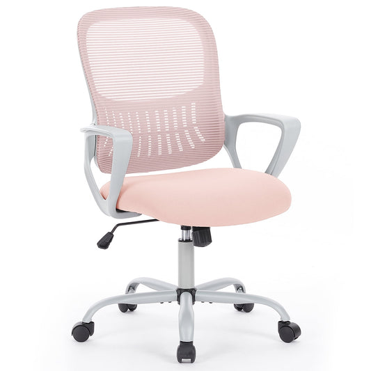 edx Desk Chair with Ergonomic Lumbar Support for Home, Office, Bedroom, 250lbs, Pink