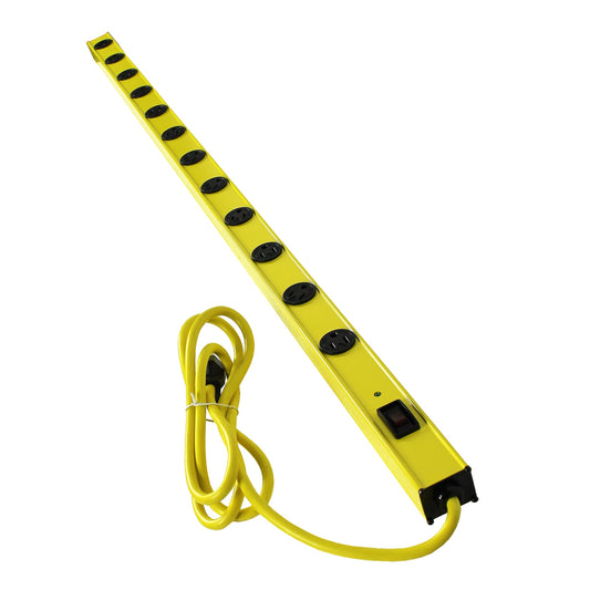 Yellow Jacket 5154 4-Foot Metal Power Strip With 510J Surge Protector and Re-settable Circuit Breaker, Featuring 12 Outlets with 6-Foot Yellow Cord