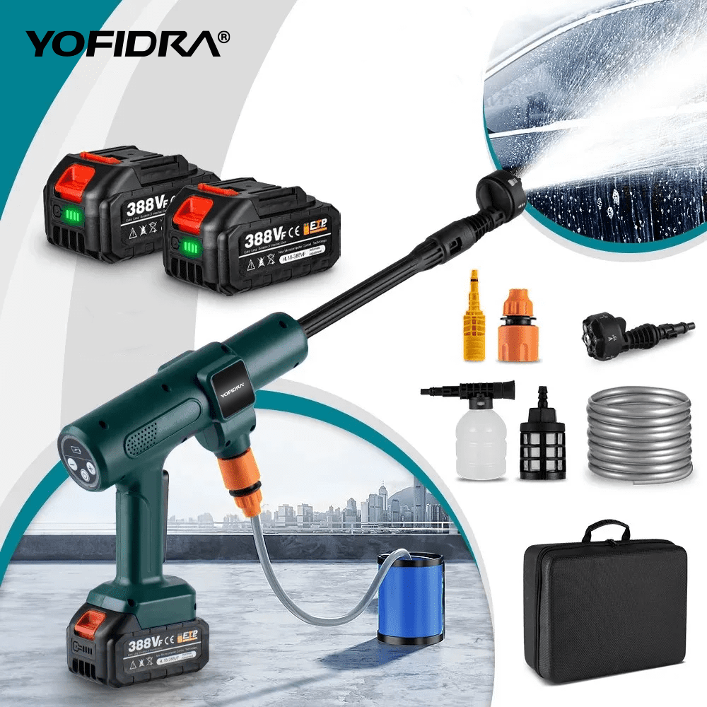 Yofidra Cordless Pressure Washer, 870PSI Power Washer with 6-in-1 Nozzles Portable 16.4FT Water Pipe with Battery and Charger Power Cleaner for Patio Cleaning Car Washing