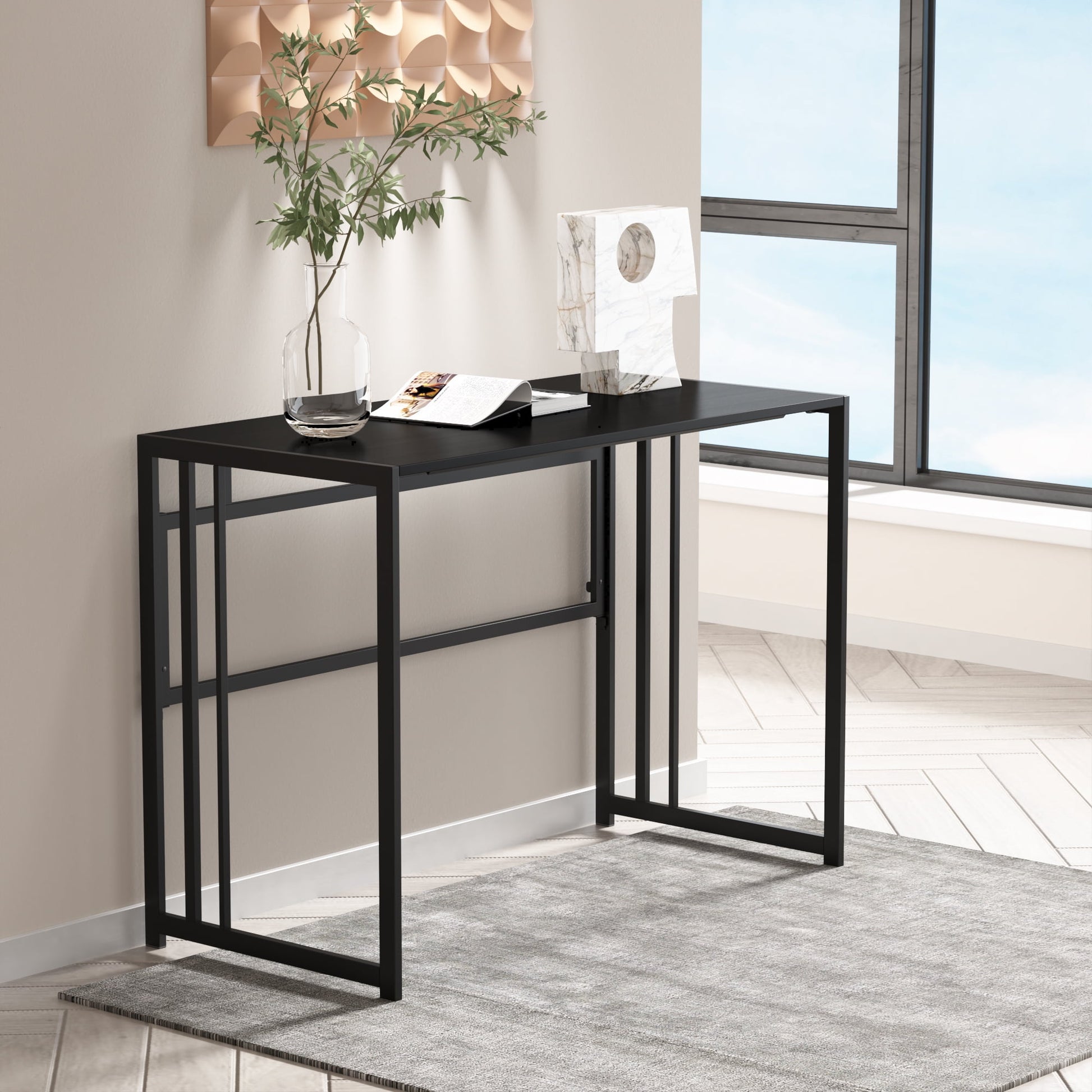 Yoneston 40" Folding Desk Console Table Corner Desk for Home Office Small Spaces - Black