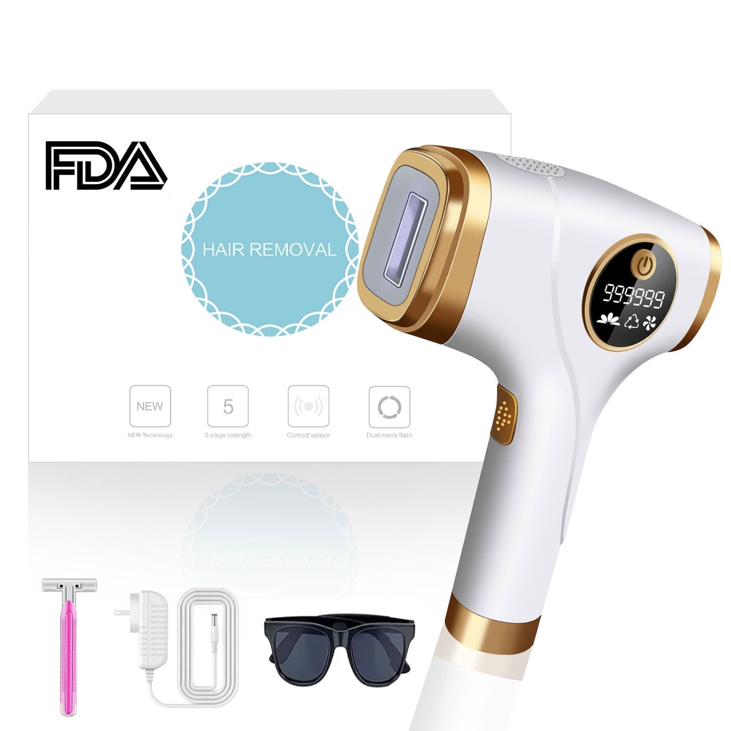 Yoovee IPL Laser Hair Removal Device – Upgraded to 999,999 Flashes, FDA Approved, New Condition