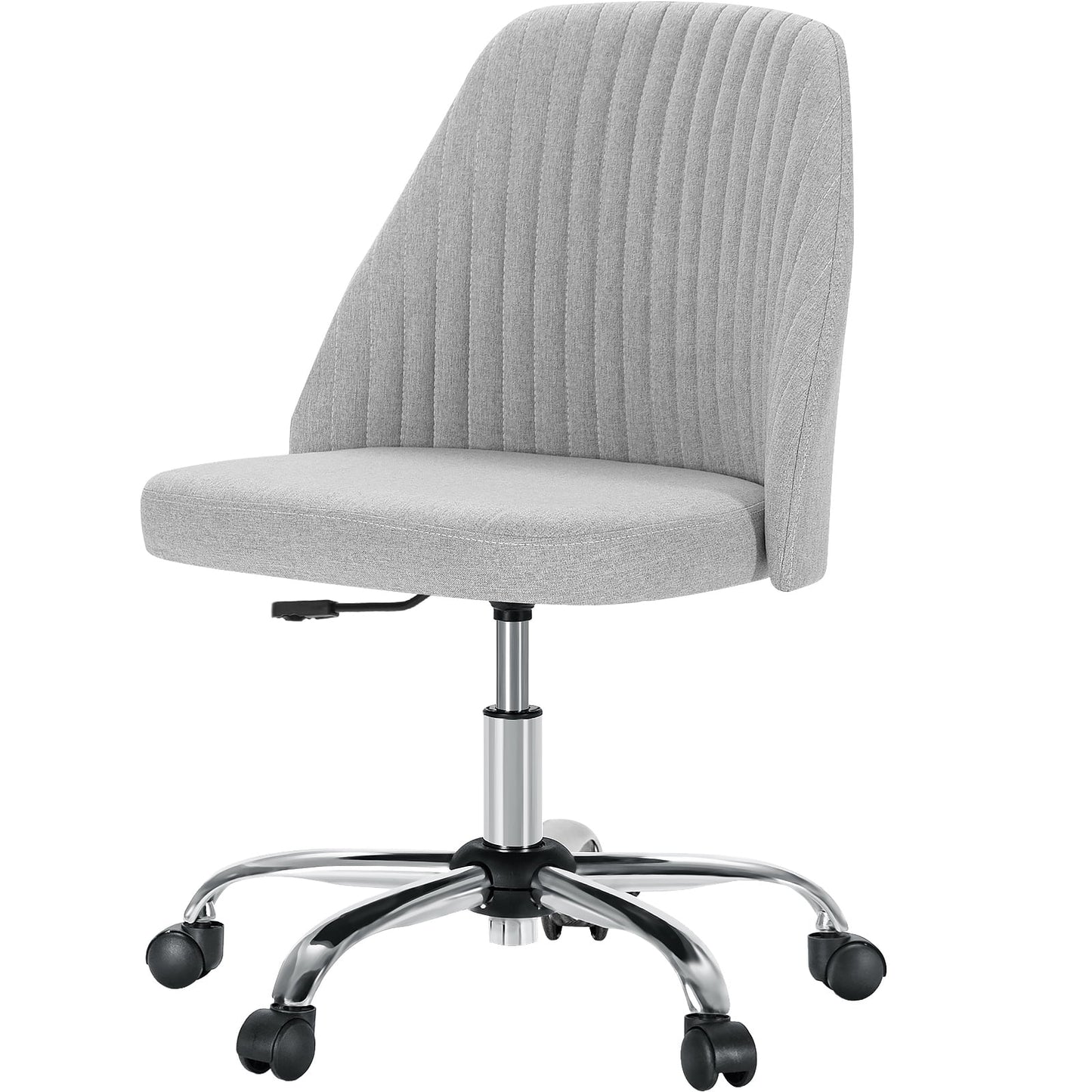 edx Home Office Chair, Mid Back Fabric Upholstered Chair Armless Desk Chair for Bedroom, Vanity Room, Gray