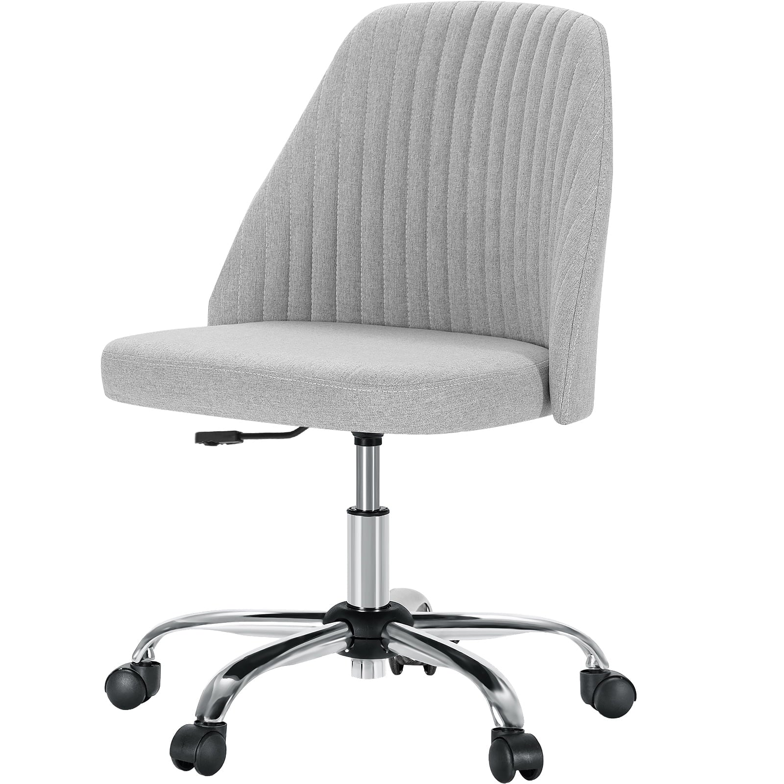 edx Home Office Chair, Mid Back Fabric Upholstered Chair Armless Desk Chair for Bedroom, Vanity Room, Gray