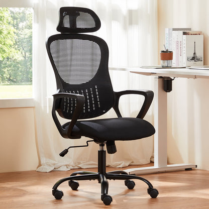 Yoyomax Office Chair, Adjustable Ergonomic Mesh Desk Chair with High Back, Headrest, 250lbs, Gray