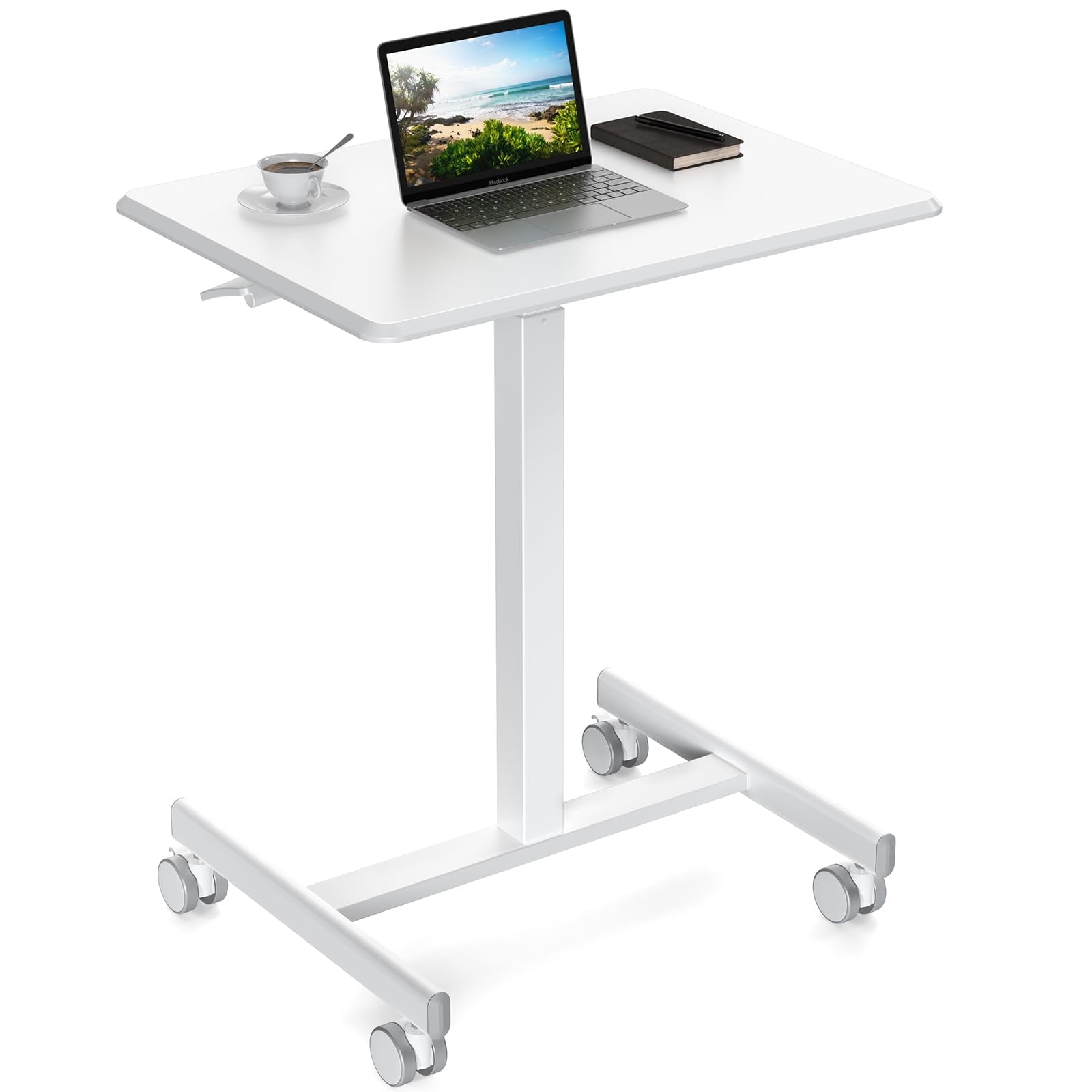 Yoyomax Small Standing Desk, Mobile Standing Desk Adjustable Height, Mobile Laptop Desk with Wheels, Rolling Desk Laptop Cart Adjustable Table for Home, Office, Classroom