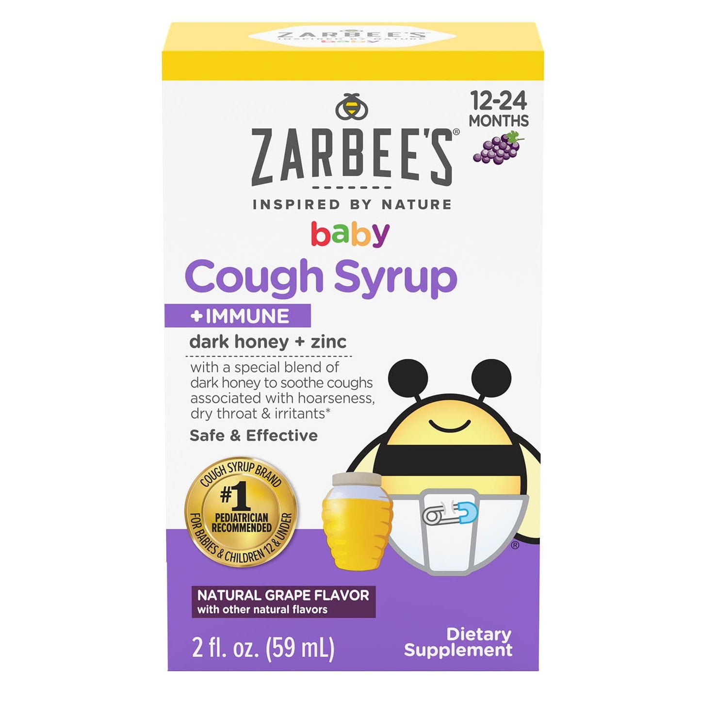 Zarbees Zarbee's Baby Cough Syrup + Immune Support Relief Liquid, Grape, 2 Oz | CVS (Pack of 2)