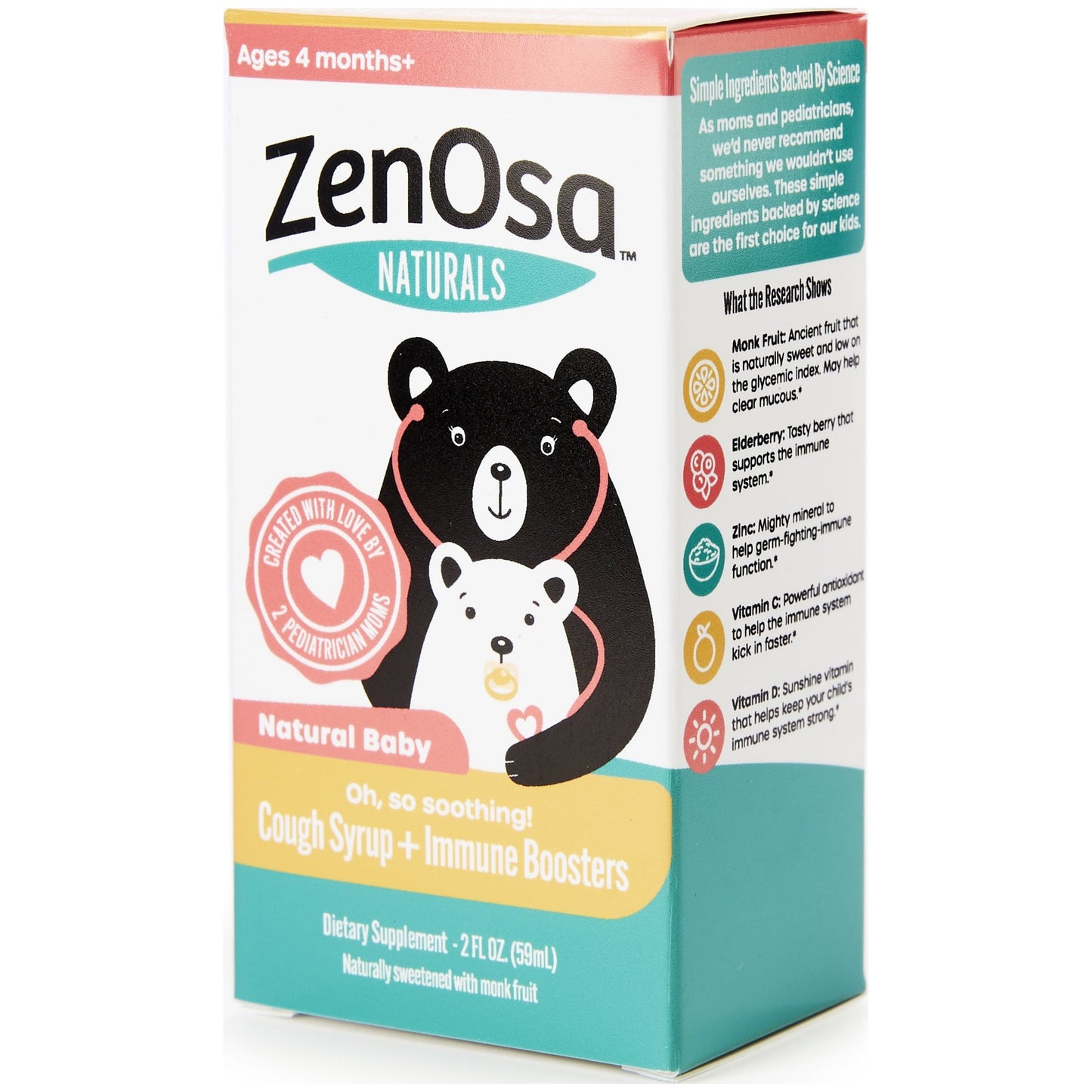 Zenosa Natural Baby Cough Syrup- Organic Infant Cough Medicine and Immune Booster- Tasty Berry Flavor, Cough Syrup for Babies 4 months and up