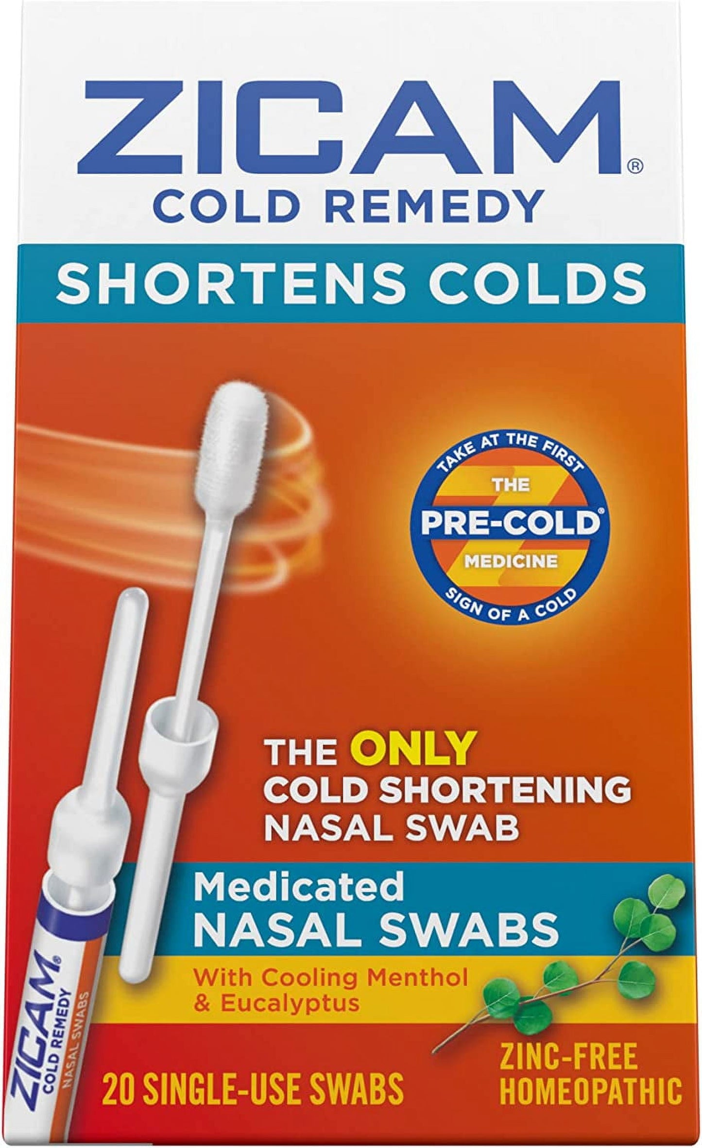 Zicam Cold Remedy Plus Multi-Symptom Relief, Homeopathic Nasal Swabs - 20 ea, 2 Pack