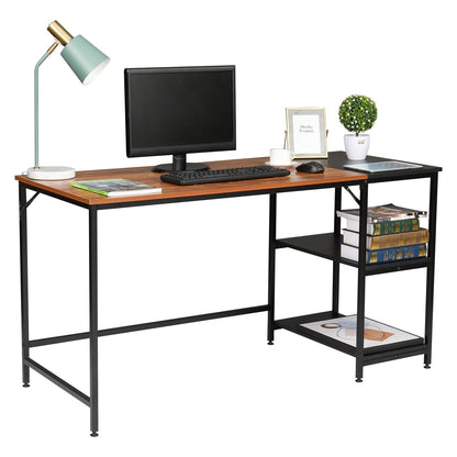 Zimtown Computer Desk 55 inch with Storage Space Home Office Work Desk with 2-Tier Shelves Modern PC Workstation Study Writing Laptop Table