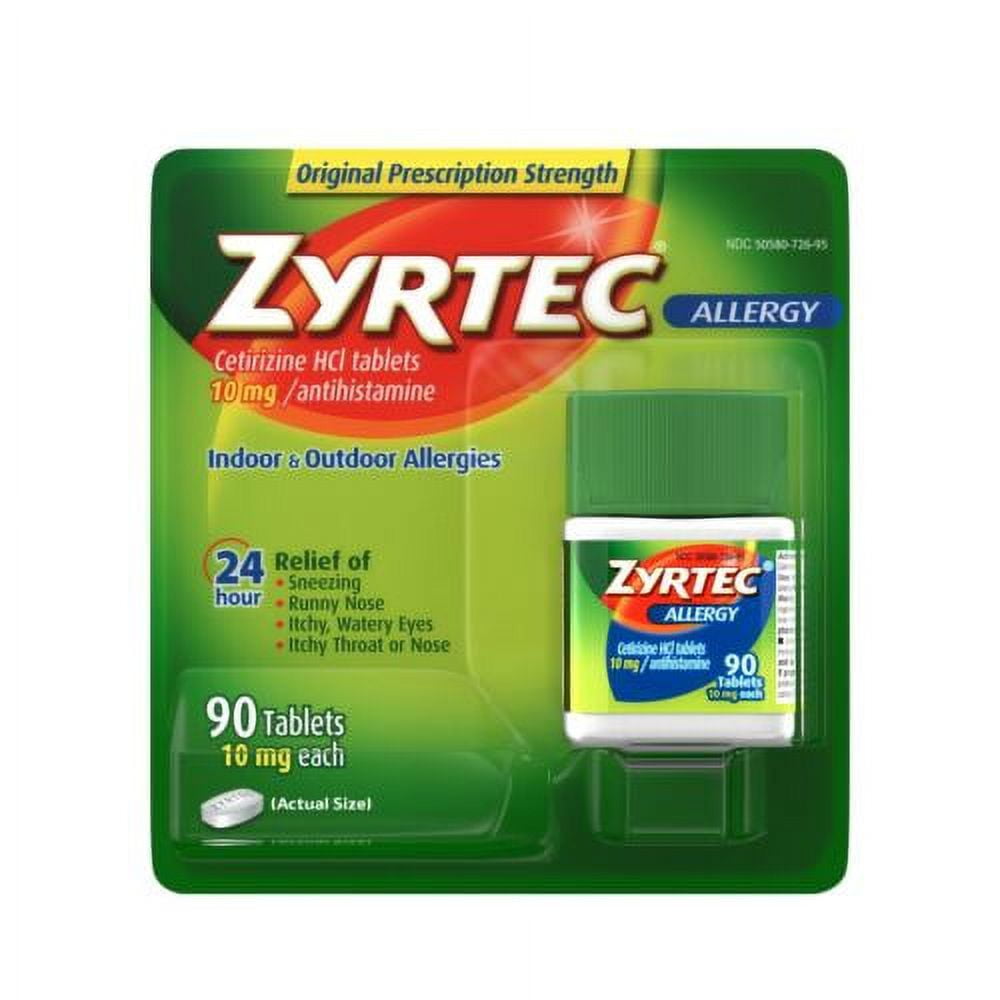 Zyrtec 10mg In Door Outdoor All Day Allergy Relief 24 Hour 90 Tablets