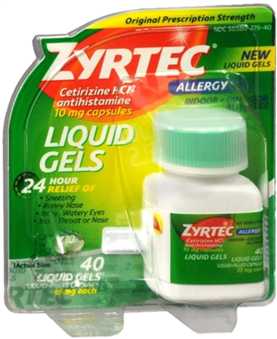 Zyrtec 24 Hour Allergy Relief Antihistamine Liquid Gels, 40 ct (Pack of 2)