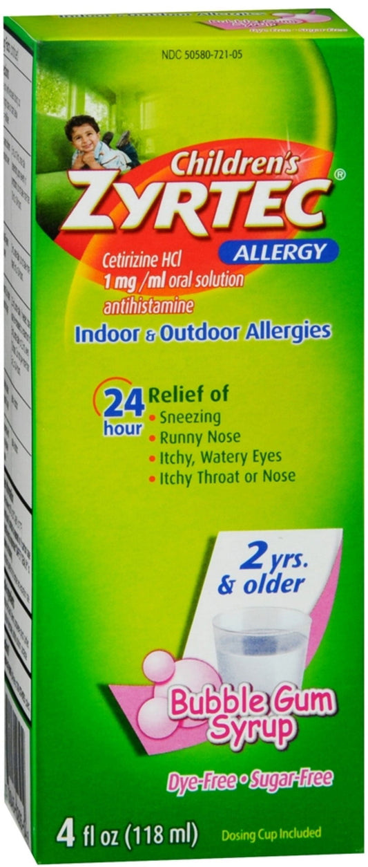 Zyrtec Children's Allergy Bubble Gum Syrup 4 oz (Pack of 2)