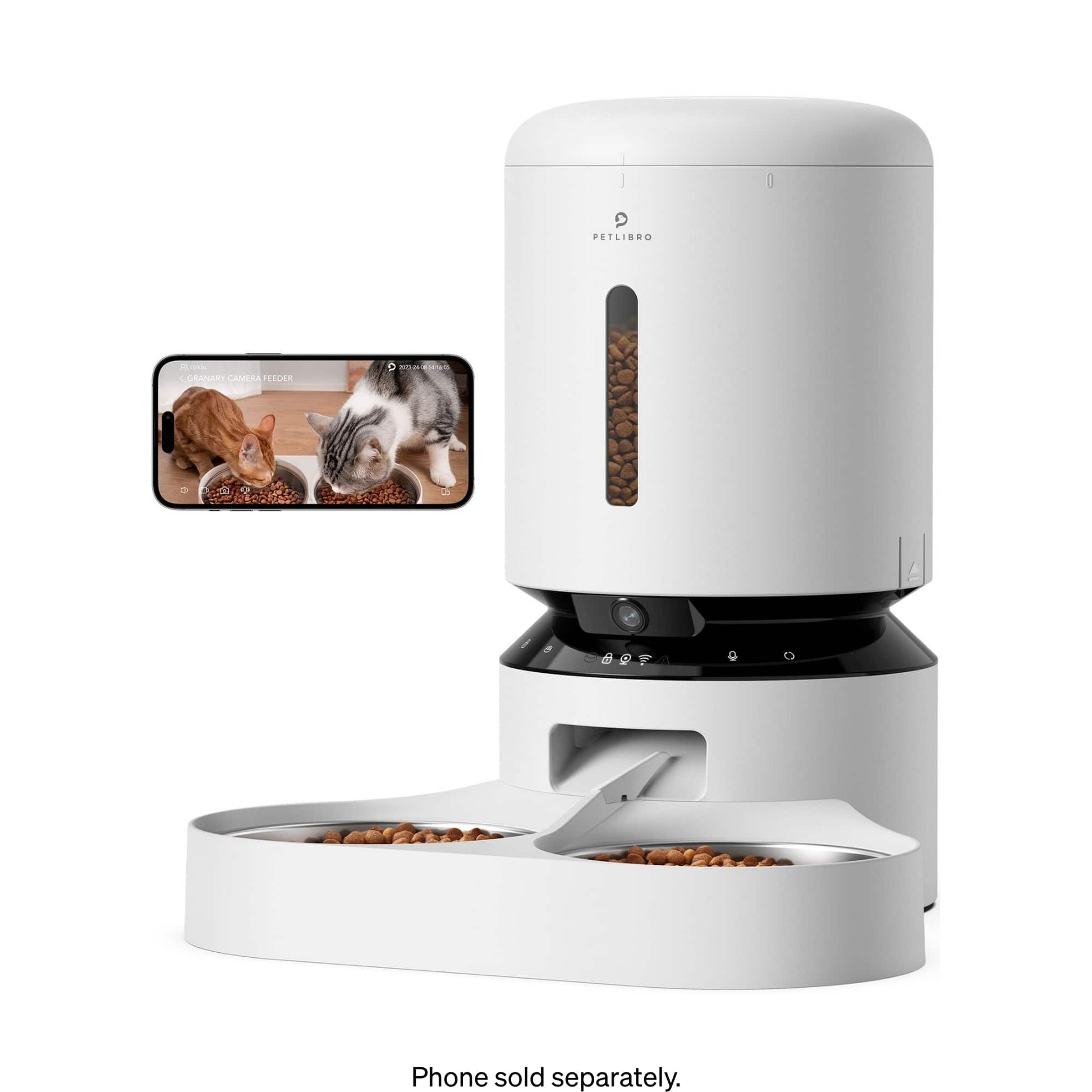 Granary WiFi Stanless Steel Dual Food Tray 5L Automatic Dog and Cat Feeder with Camera Monitoring