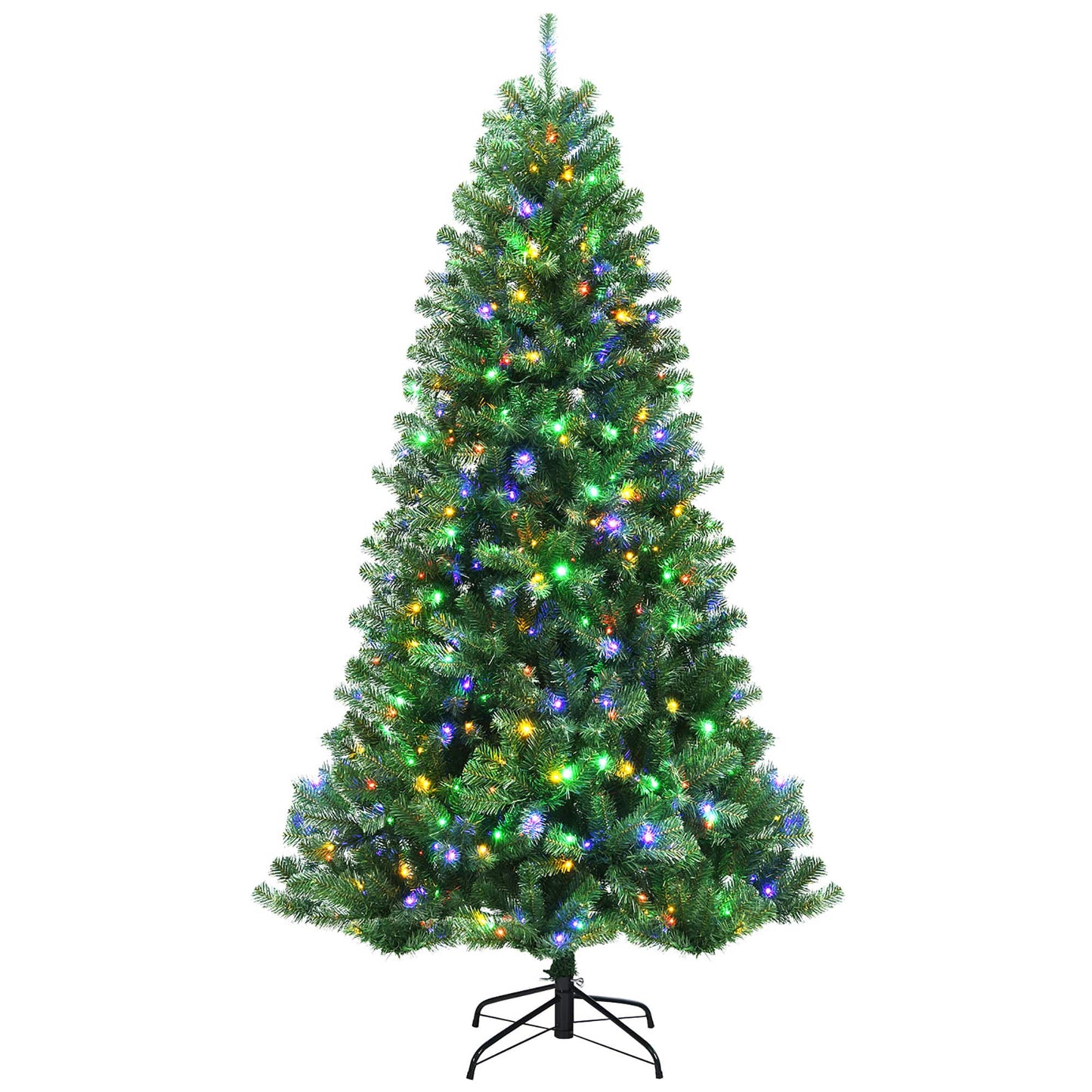 6ft Pre-lit Hinged Christmas Tree w/ Remote Control & 9 Lighting Modes