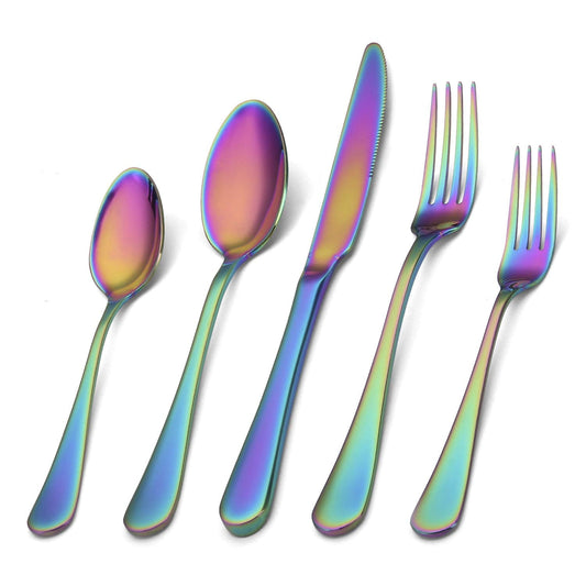 Flatware Set 20 pcs, Stainless Steel With Titanium Colorful Plated,Multicolor Silverware, Rainbow Color Cutlery Set Service For 4