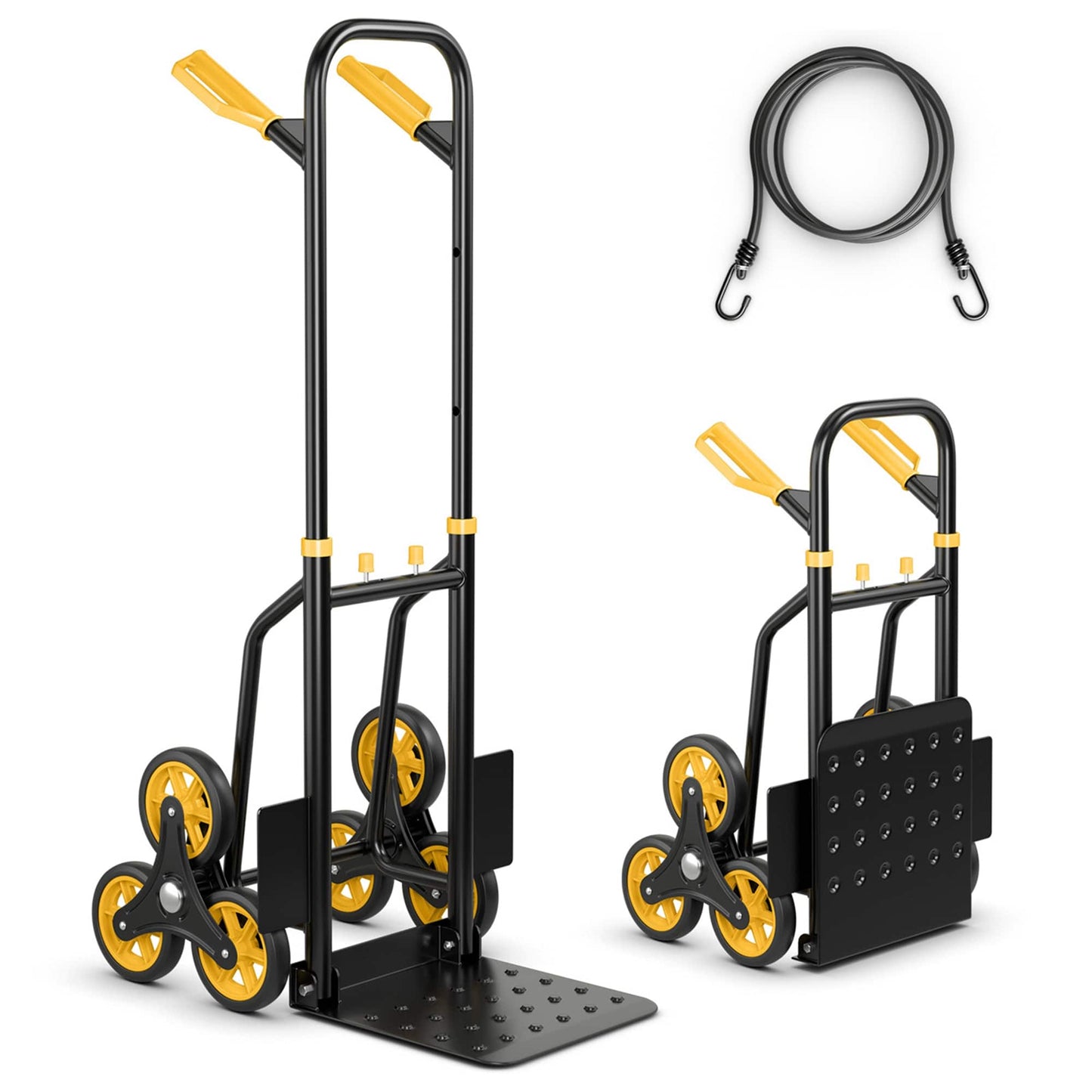 Stair Climber Hand Truck with Telescoping Handle and Rubber Wheels with 350 Lb Capacity