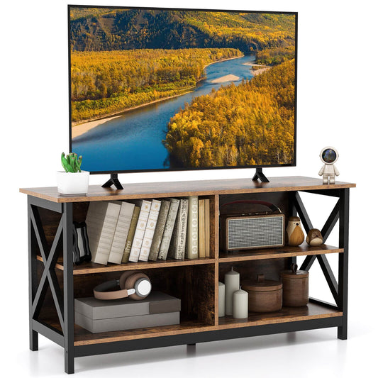 TV Stand for TVs up to 55'' Entertainment Center w/ Storage Shelves Rustic Brown