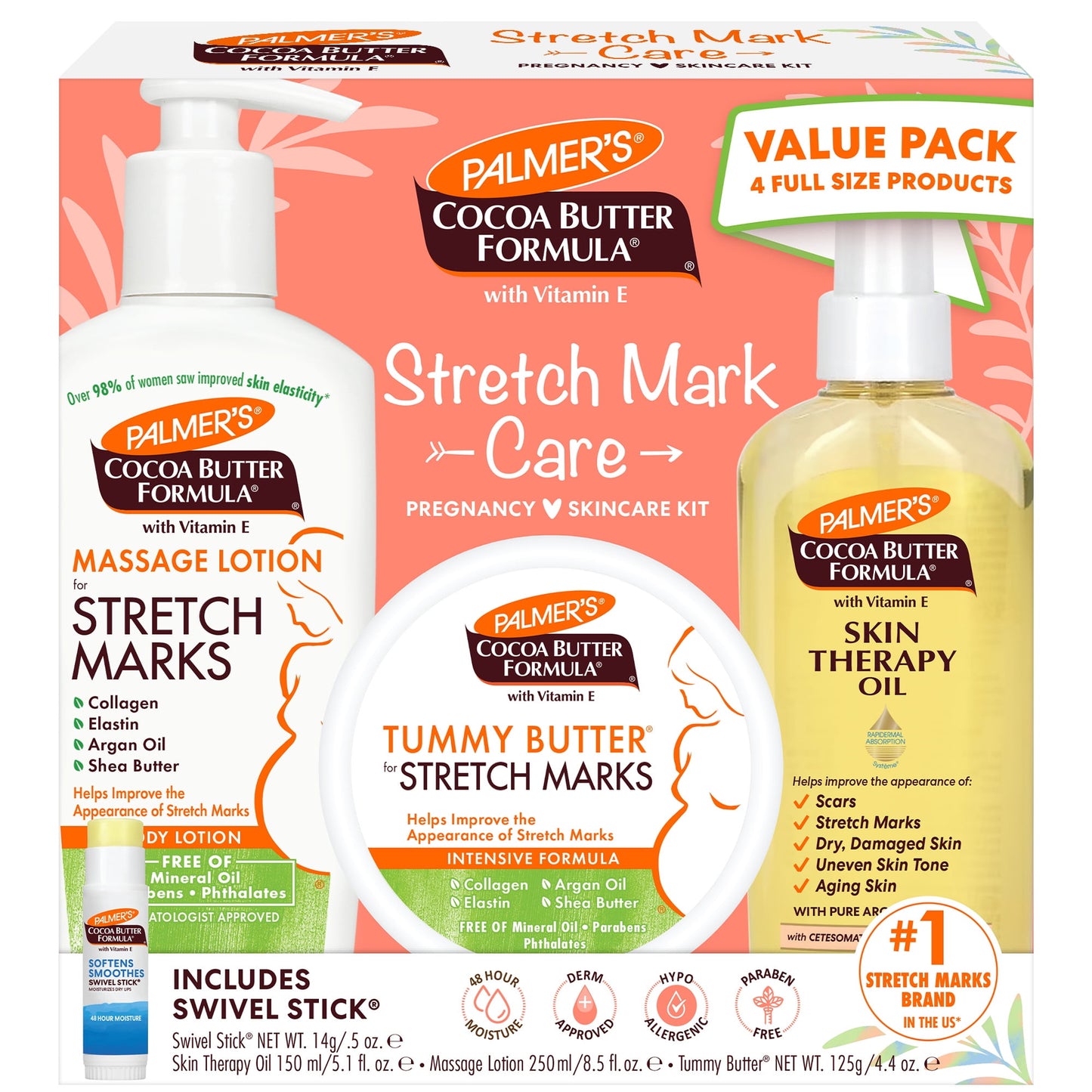 Palmer's Cocoa Butter Pre-Natal Care Kit: Targets Stretch Marks, Scars, Dry Skin.